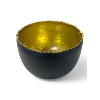 Metal tealight holder - Black/Gold - 8.5 x 6 cm