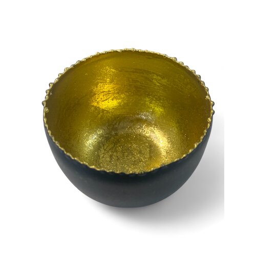 Metal tealight holder - Black/Gold - 8.5 x 6 cm