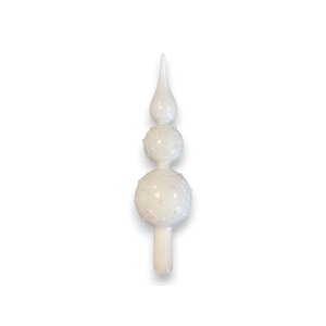 Pique en verre avec perles 27 cm - Blanc