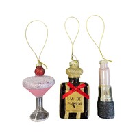 Glass Christmas Ornaments Cocktails - Set of 3