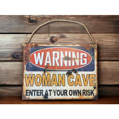 Metalen Wandbord - Woman Cave - 30 x 40 cm