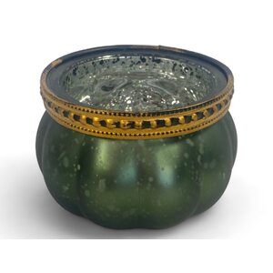 Portavelas de cristal - Verde - 8,5 x 5,5 cm