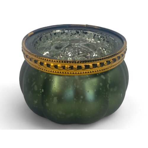 Glass tealight holder - Green - 8.5 x 5.5 cm