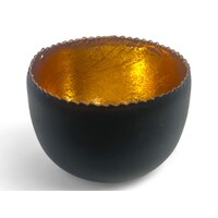 Teelichthalter aus Metall – Schwarz/Kupfer – 8,5 x 6 cm