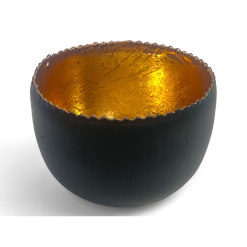 Metal tealight holder - Black/Copper - 8.5 x 6 cm