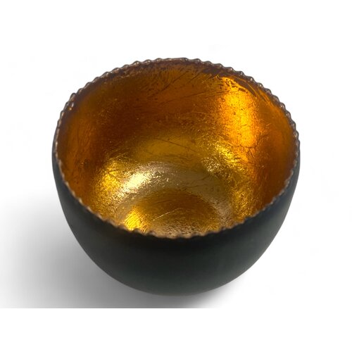 Teelichthalter aus Metall – Schwarz/Kupfer – 8,5 x 6 cm