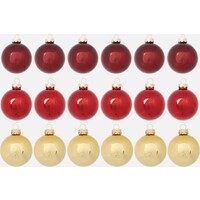 Boules de Noël en verre Ø5,7 cm - Rouge/Or - 18 pièces