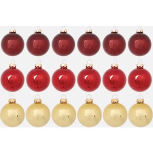 Glass Christmas balls Ø5.7 cm - Red/Gold - 18 pieces
