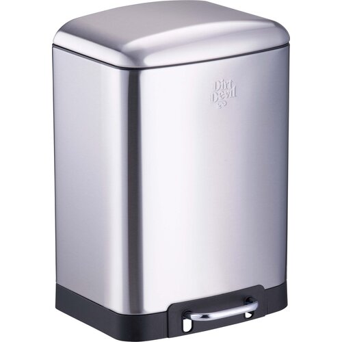 Dirt Devil Pedal Bin 12L - Trash Can - Stainless Steel - Silver