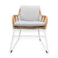 Garden chair / dining chair Rowie Bamboo including gray cushions