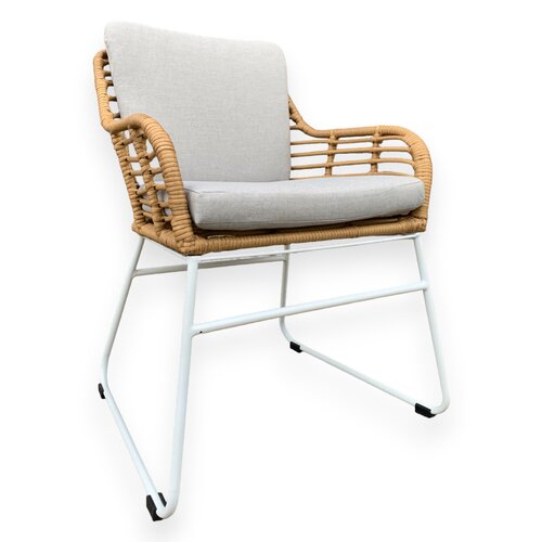 Mondial Living Chaise de jardin / chaise de salle à manger Rowie Bamboo avec coussins gris