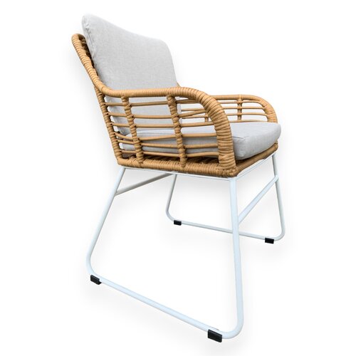 Mondial Living Chaise de jardin / chaise de salle à manger Rowie Bamboo avec coussins gris