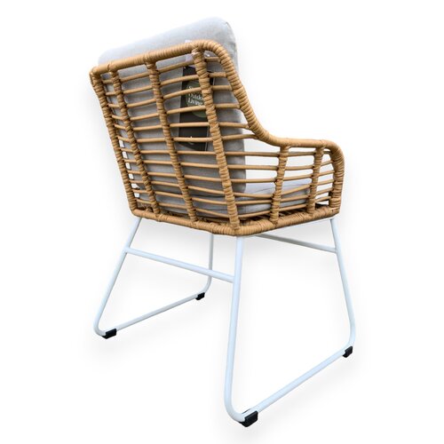 Mondial Living Chaise de jardin / chaise de salle à manger Rowie Bamboo avec coussins gris
