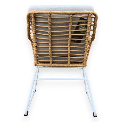 Mondial Living Chaise de jardin / chaise de salle à manger Rowie Bamboo avec coussins gris