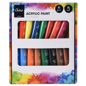 Peinture acrylique Artist en tube 36 ml - 16 pièces