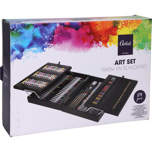 Artist 174-piece artist painting set in wooden case