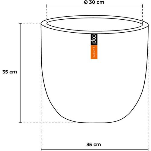 Capi Capi Europe - Flowerpot ball Waste Rib NL - 35 x 34 cm - Terrazzo gray - Opening Ø29 cm