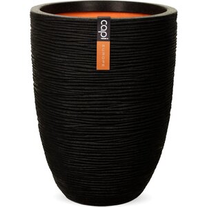 Capi Capi Europe - Vase elegant low Rib NL - 34 x 46 cm - Schwarz - Öffnung Ø27 cm