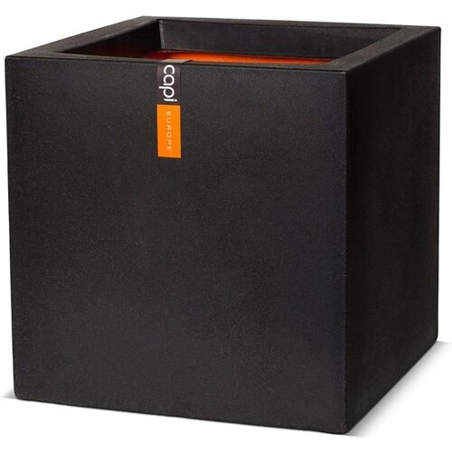 Capi Capi Europe - Flowerpot square Smooth NL - 40 x 40 cm - Black - Opening Ø32 cm