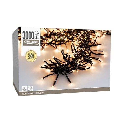 Clusterverlichting/Kerstverlichting 3000 LED - Warm Wit - 22 meter Clusterverlichting/Kerstverlichting 3000 LED - Warm Wit - 22 meter