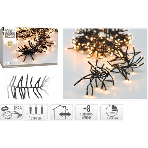 Clusterverlichting/Kerstverlichting 3000 LED - Warm Wit - 22 meter