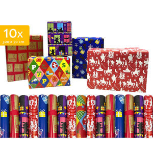 Papier do pakowania prezentów Sinterklaas 300 x 70 cm - 10 rolek