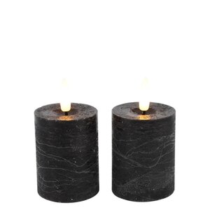Świeca filarowa Lyon z diodą LED - 5 x 9 cm - czarna - opakowanie 2 szt.