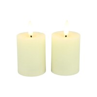 Pillar candle Lyon with LED - 5 x 9 cm - Cream - 2 pieces