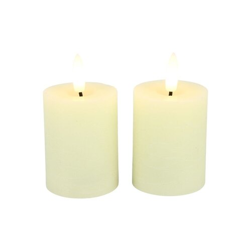 Pillar candle Lyon with LED - 5 x 9 cm - Cream - 2 pieces Pillar candle Lyon with LED - 5 x 9 cm - Cream - 2 pieces