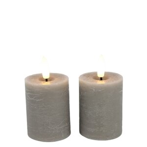 Candela a colonna Lyon con LED - 5 x 9 cm - Grigio - Confezione da 2