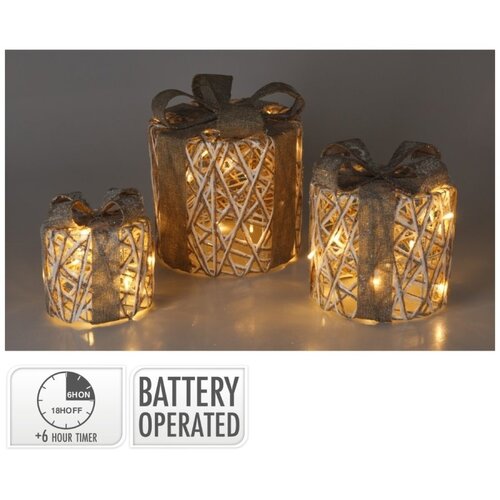 Weihnachtsgeschenk mit LED - Silber - 23 cm
