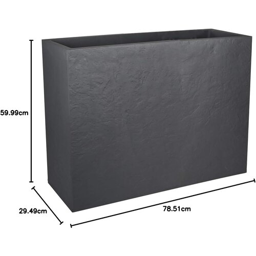 EDA EDA Rechteckiger Pflanzkasten Volcania Steineffekt Anthrazit 46 Liter - 78,5 x 29,5 x 60 cm