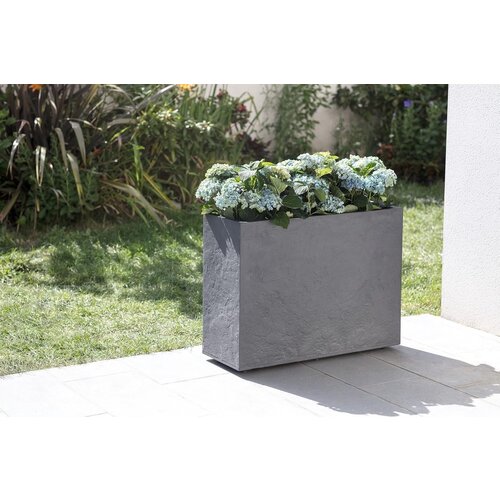 EDA EDA Rechteckiger Pflanzkasten Volcania Steineffekt Anthrazit 46 Liter - 78,5 x 29,5 x 60 cm