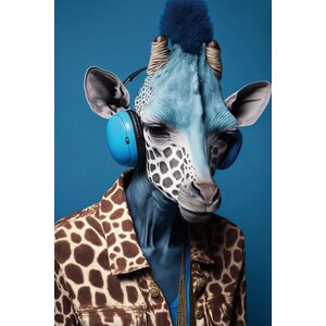 ter Halle Cuadro sobre vidrio Jirafa Azul 80 x 120 cm
