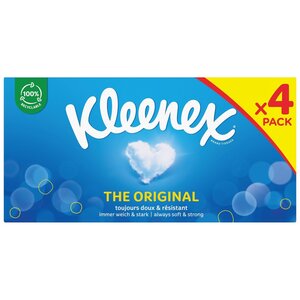 Kleenex Caja de pañuelos Kleenex Original, paquete de 4, 288 pañuelos en total