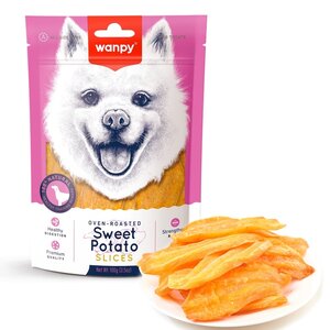 Wanpy Dog Snack Süßkartoffelscheiben – 10 Beutel à 100 Gramm