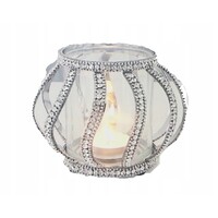 Glass tealight holder - Silver - 13 x 9.5 cm