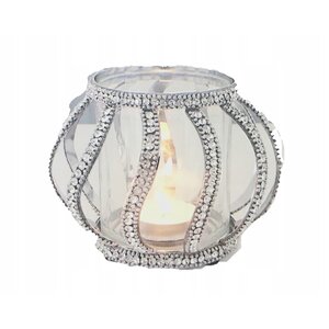 Portacandele in vetro - Argento - 13 x 9,5 cm