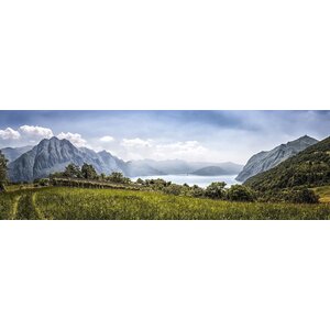 Dipinto su tela Montagne con nebbia - 150 x 50 cm