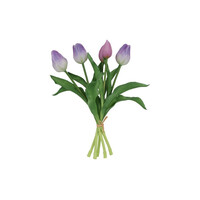 Artificial bouquet of Tulips Dark Purple/White - 30 cm