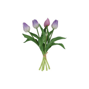 Artificial bouquet of Tulips Dark Purple/White - 30 cm