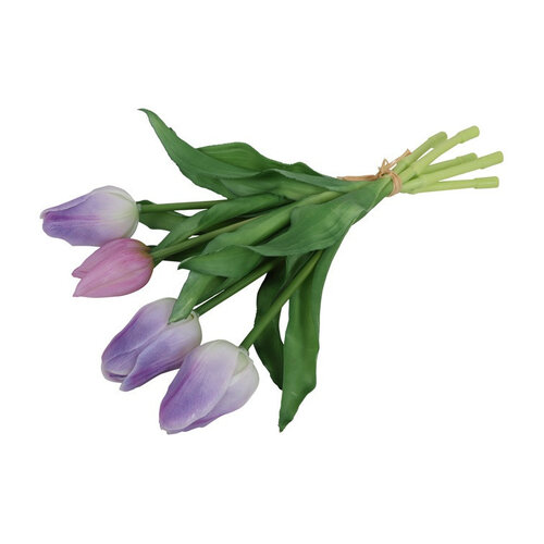 Künstlicher Tulpenstrauß Dunkelviolett/Weiß - 30 cm