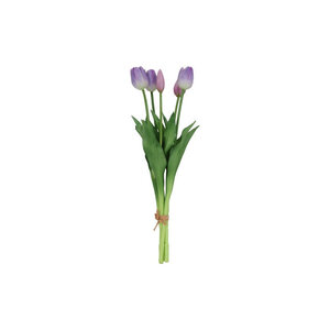 Artificial bouquet of Tulips Dark Purple/White - 40 cm