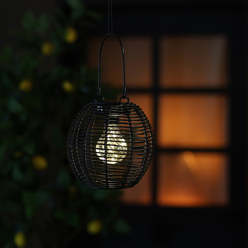 Lampe Suspendue Solaire Eliya - Noir - Ø9 cm - Hauteur 15 cm