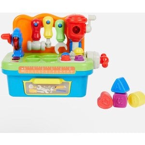 Banco de trabajo de juguete + herramientas con luz y sonido - 8 piezas