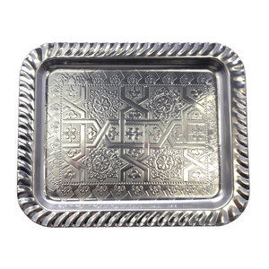 Taca metalowa - 22 x 18 cm - srebrna Taca metalowa - 22 x 18 cm - srebrna