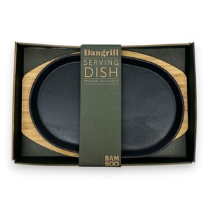 Dangrill Dangrill Padella da portata in ghisa con tagliere in bambù 33 x 22 cm