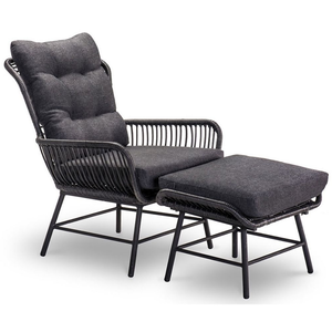 Mondial Living Mondial Living Loungestoel Dex met Hocker Charcoal