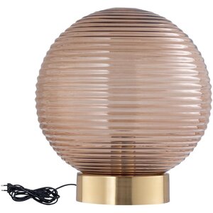 PTMD Lampa stołowa PTMD Korrin Glass - brązowa - Ø30 x 34 cm PTMD Lampa stołowa PTMD Korrin Glass - brązowa - Ø30 x 34 cm