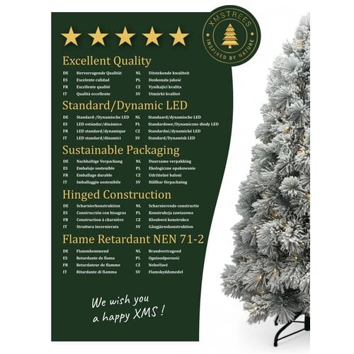 XMS-Trees XMS-Trees Kunstkerstboom Fairbanks H210 x Ø109 cm - inclusief LED - met besneeuwde takken - Brandvertragend